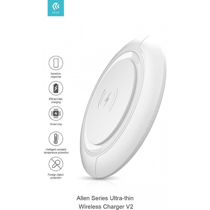 Carica Allen wireless Sistema Qi Rapido 5-7.5-10 Watt Bianco