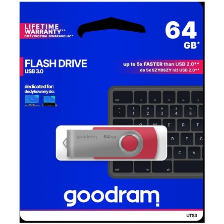 Pendrive GoodRAM 64GB UTS3 RED USB 3.0 - retail blister