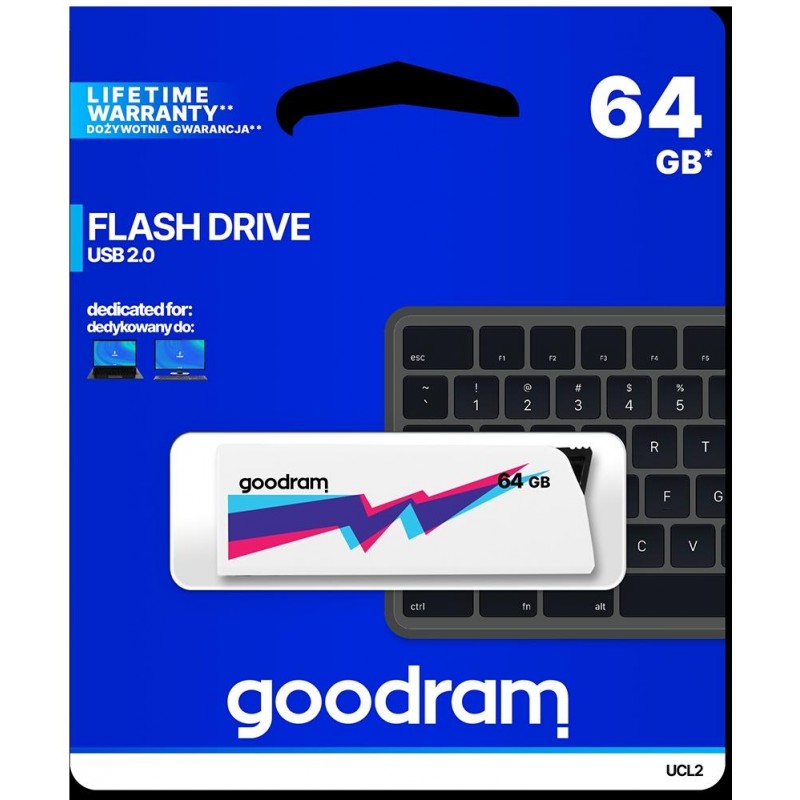 Pendrive GoodRAM 64GB UCL2 WHITE USB 2.0 - retail blister