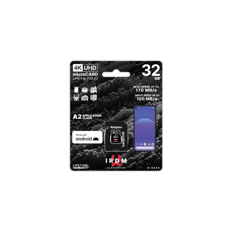 microSD IRDM by GOODRAM 32GB UHS I U3 A2 + adapter