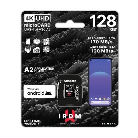 microSD IRDM by GOODRAM 128GB UHS I U3 A2 + adapter