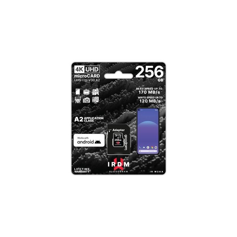 microSD IRDM by GOODRAM 256GB UHS I U3 A2 + adapter