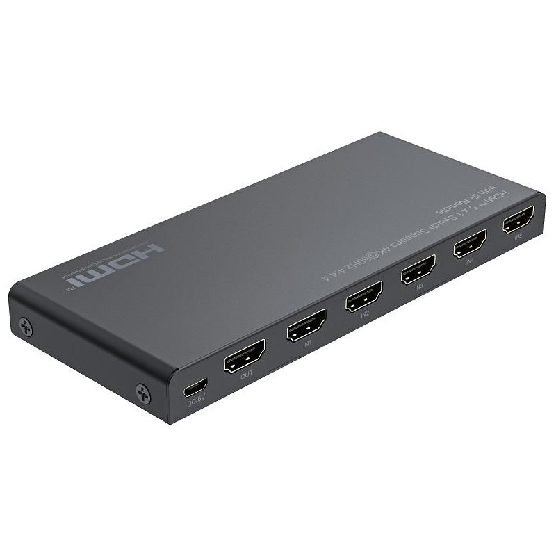 Switch 5x1 HDMI 2.0 18G 4k@60hz HDR, con telecomando IR