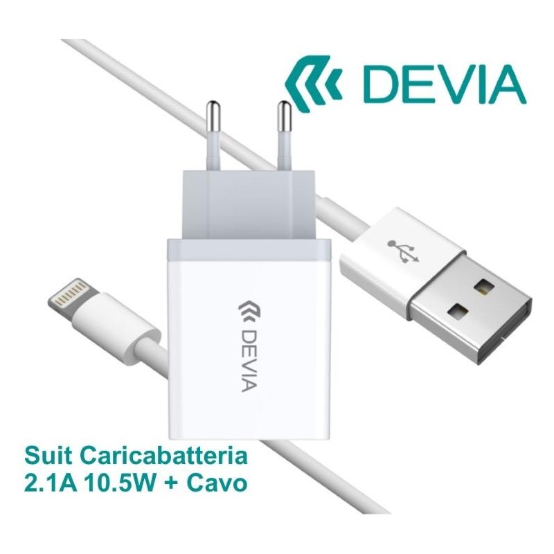 Suit Carica Batteria 2,1A e Cavo Usb Lightning Apple