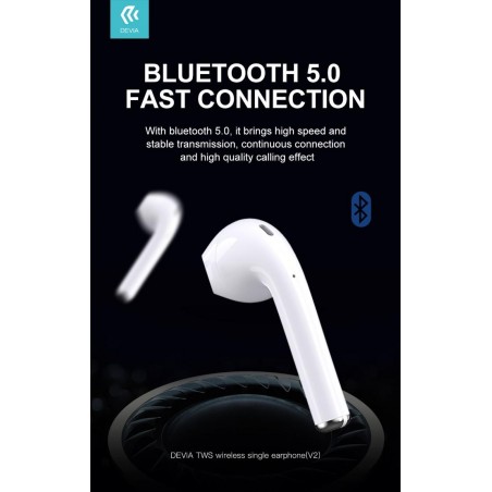 Devia Auricolari Bluetooth 5 TWS Singolo V2 con Box Ricarica