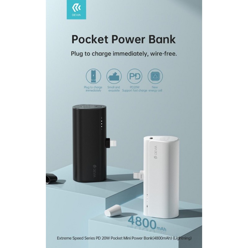 Mini Power Bank 20W 5000mah attacco diretto Lightning Apple