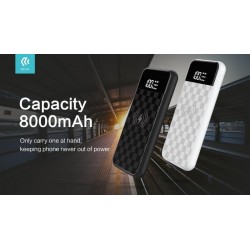 Power bank 8000 mAh Wireless con Display standard Qi Bianco