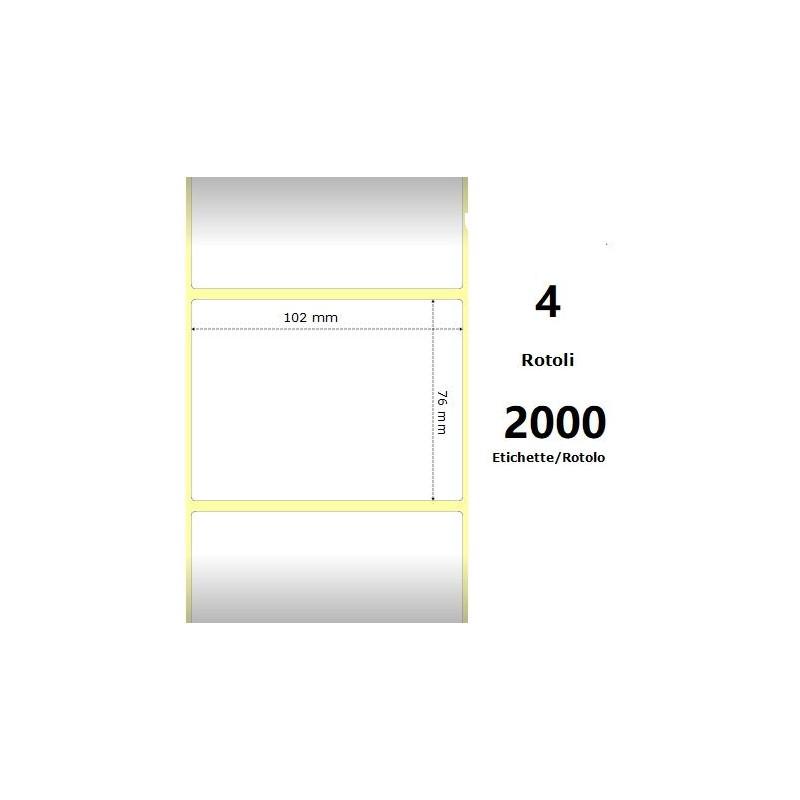 White 102x76mm, 2000 Et/Rotolo Z-1000D 4x3x 3 Core, 4 Rolls