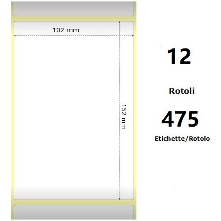 White 102x152mm, 475 Et/Rotolo Z-1000D,4x6x1 Core ,12 Rolls