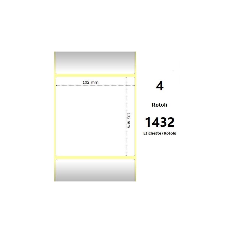 White 102x102mm,1432 Et/Rotolo Z-1000D, 4x4x3 Core ,4 Rolls