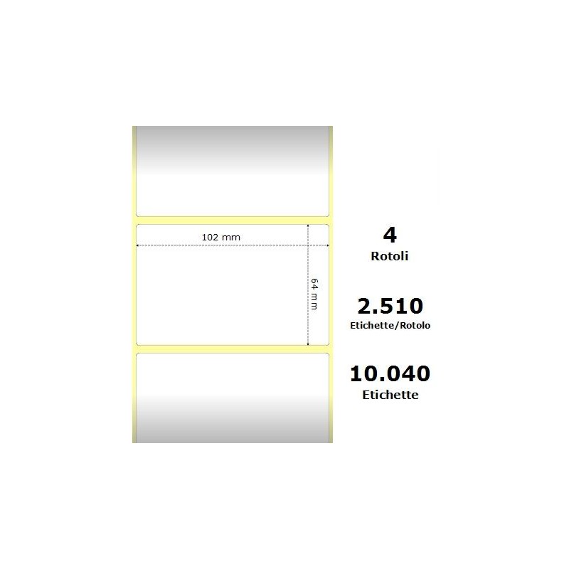 White 102x63.5mm,2510Et/Rotolo Z-1000D, 4x2.5x3Core ,4 Rolls