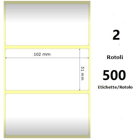 White 102x51mm, 500 Et/Rotolo Z-2000D 4x2x3 Core, 2 Rolls