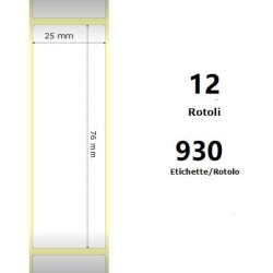 White 25x76mm, 930 Et/Rotolo Z-2000D 1x3x1 Core, 12 Rolls