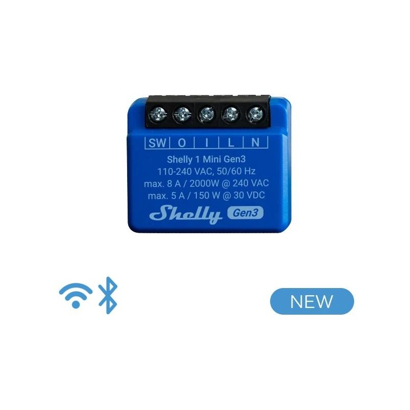 Shelly Mini 1 GEN 3 - Smart Relay 8A AC/DC WiFi/BT