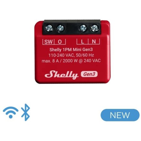 Shelly 1PM Mini Gen3  - Smart Relay 8A AC WiFi/BT + PM