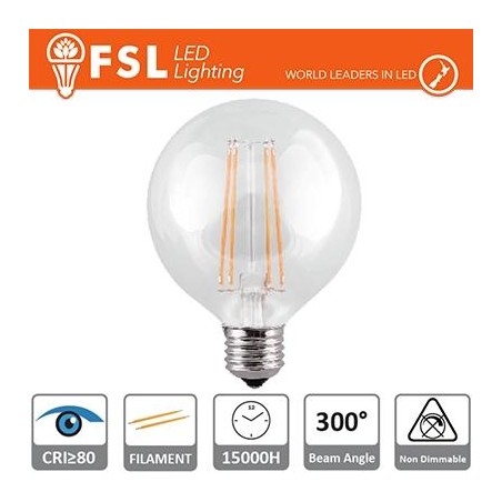 Lampada Filamento Globo Ø9,5cm - 6W 2700K E27 600LM