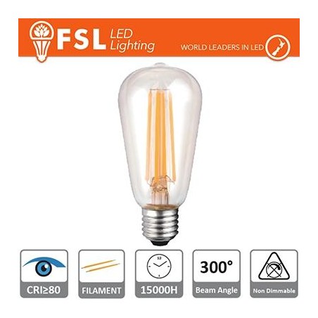 Lampada Filamento Edison - 6W 2700K E27 800LM