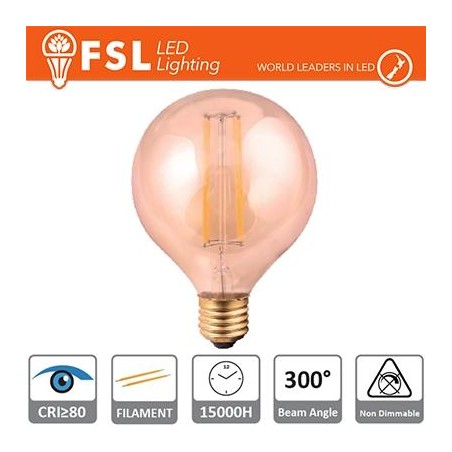 Lampada Globo Filamento Ambra Ø9,5cm - 6W 2200K E27 650LM