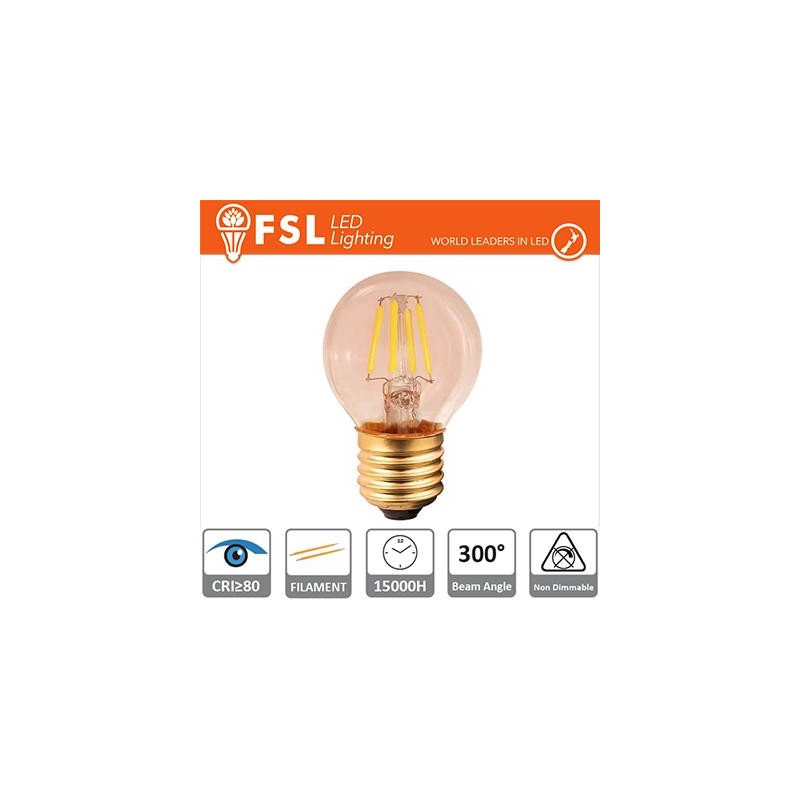 Lampada Sfera Filamento Ambra - 4W 2200K E27 330LM