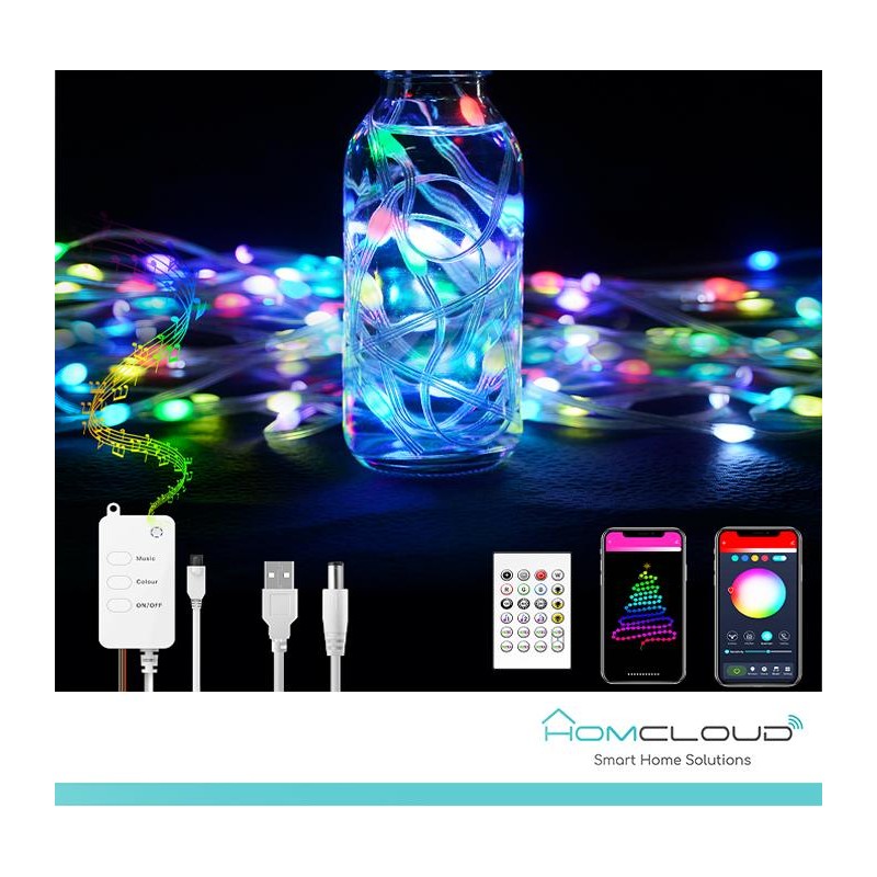 Corda in PVC di Luci Decorative Smart RGB-IC OUTDOOR Wi-Fi + Bluetooth 10M IP65