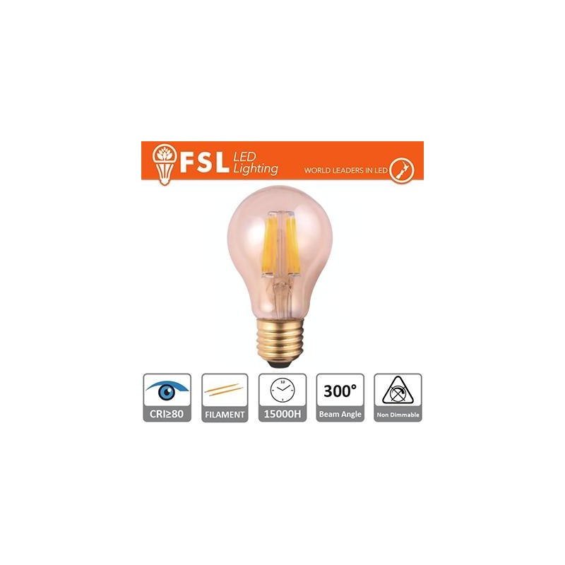 Lampada Goccia Filamento Ambra - 6W 2200K E27 650LM