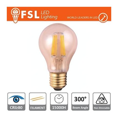 Lampada Goccia Filamento Ambra - 6W 2200K E27 650LM