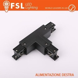 FSL Connettore Forma T destra per Binario Trifase - Colore NERO