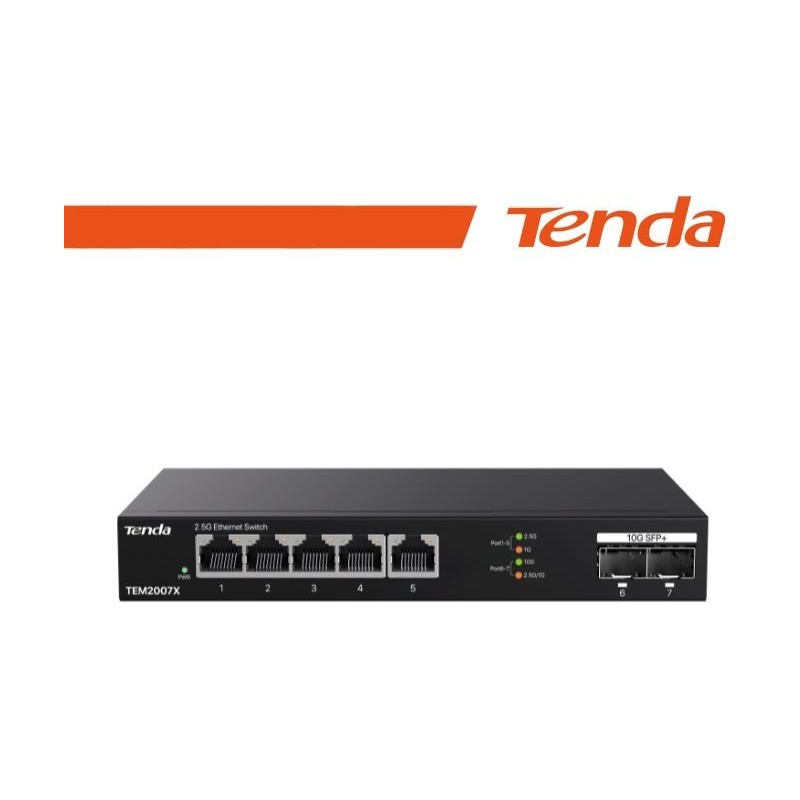 Tenda Switch con 5 porte LAN 2.5 Gbps e 2 porte 10 Gbps SFP+