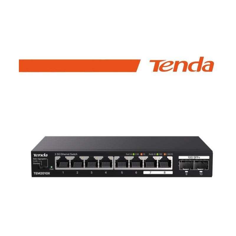 Tenda Switch con 8 porte LAN 2.5 Gbps e 2 porte 10 Gbps SFP+ - TEM2010X