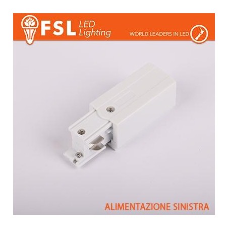 FSL Testata di alimentazione SINISTRA per binario trifase - colore BIANCO