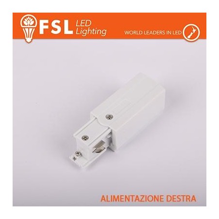 FSL Testata di alimentazione DESTRA per binario trifase - colore BIANCO