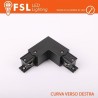 FSL Connettore Forma L destra per Binario Trifase - Colore NERO