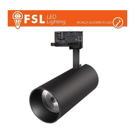 FSL Proiettore a Binario Trifase NERO - 3white 3000-4000-6500k, 30w, 3500lm