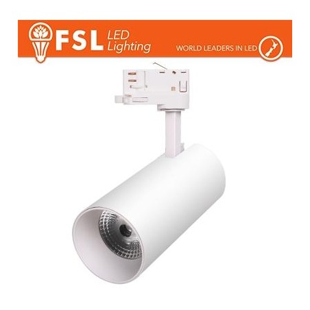 FSL Proiettore a Binario Trifase BIANCO - 3white 3000-4000-6500k, 30w, 3500lm