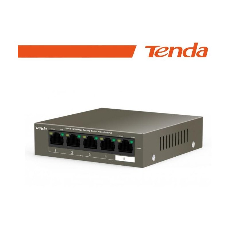 Tenda Switch Desktop 5 Porte 10/100 con 4 PoE 35W - TEF1105P-4-38W