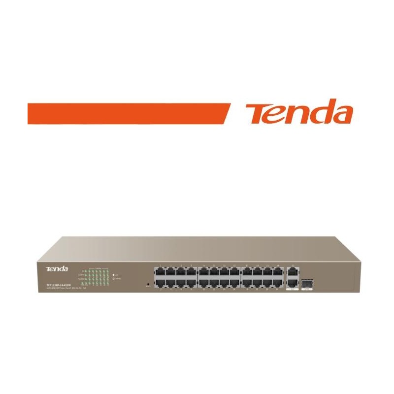 Tenda Switch PoE Web Smart 24 porte 10/100+2Gb+2SFP 440W - TEF1226P-24-410W