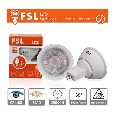 MR16 Lampadina LED - 6W 3000K 500LM 38º CRI80 AC/DC 12V