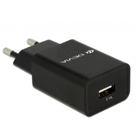 Carica Batterie Devia da muro 2.1 A. 1 uscita USB 10.5W Nero