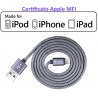 Cavo Lightning in Corda Apple Certificato MFI 1 mt Grigio