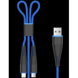 Cavo Fish 1 Devia 2 in 1 Apple iOS & Android M-Usb Blu