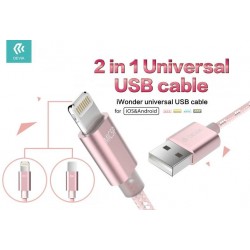 Cavo Universale 1.5mt Micro USB & Lightning in Corda Grigio