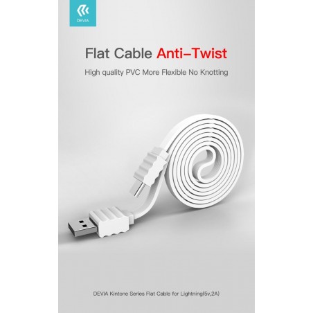 Cavo carica e dati 5V 2A piatto Lightning Apple Bianco