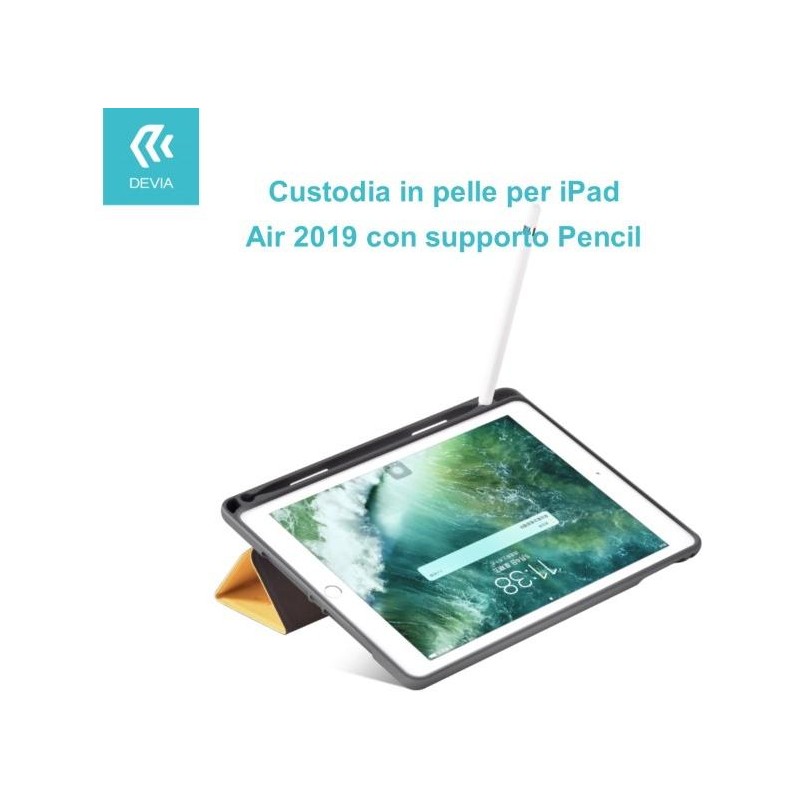 Custodia in pelle per iPad Air 2019 con supporto Pencil Nera