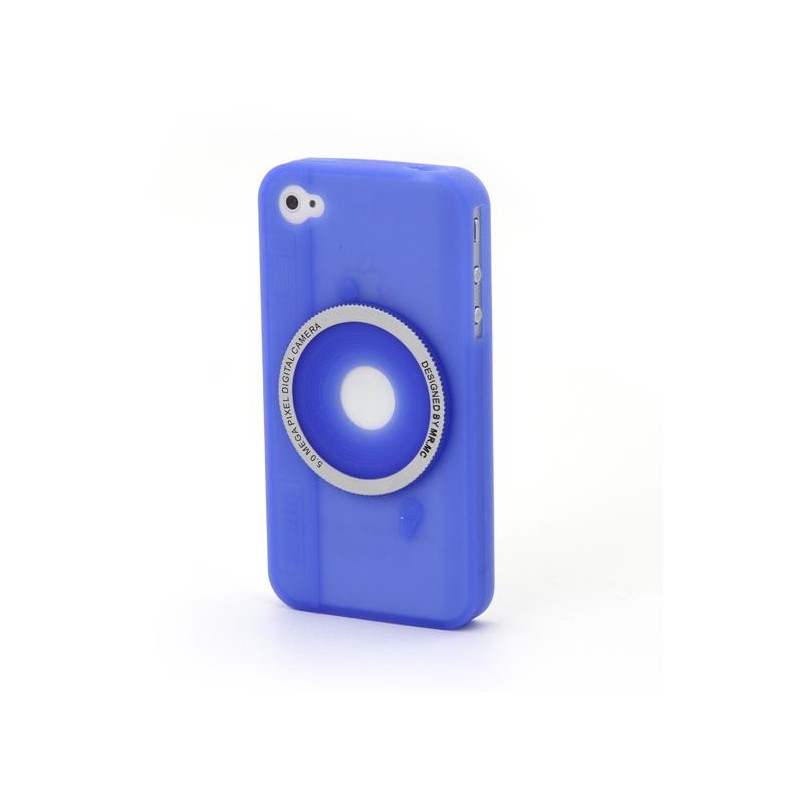 Blue camera silicon case for iphone 4/4s