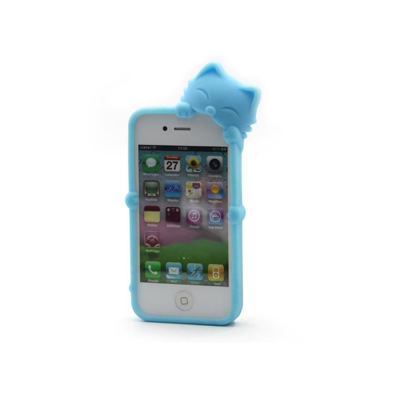 blue gato style silicone case for iphone 4/4s