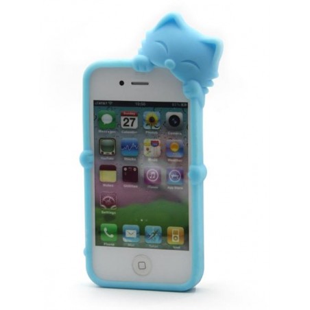 blue gato style silicone case for iphone 4/4s