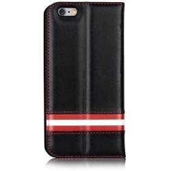 Cover a Libro in Pelle Italiana Bally iPhone 6/6S Plus Nera