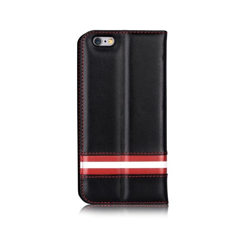 Cover a Libro in Pelle Italiana Bally iPhone 6/6S Plus Nera