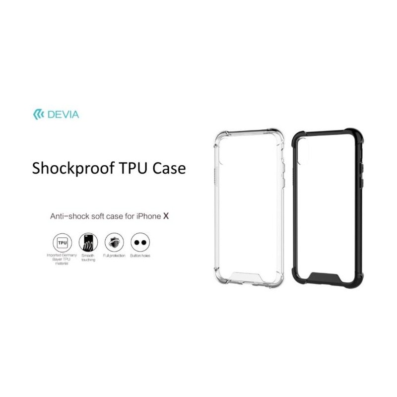 Cover Devia Shockproof in TPU Flessibile per iPhone X Clear