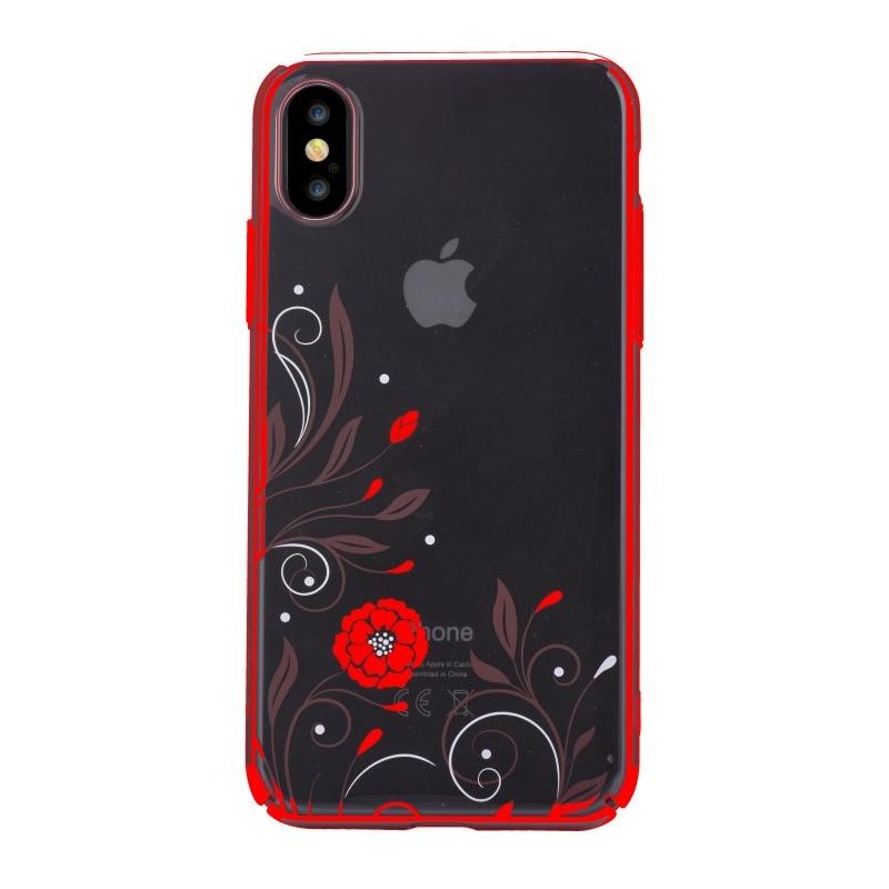 Cover Con Swarovski Crystal Petunia per iPhone X Rossa